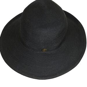 Eric Javits Black Wide Brim Floppy Straw Sun Hat $285